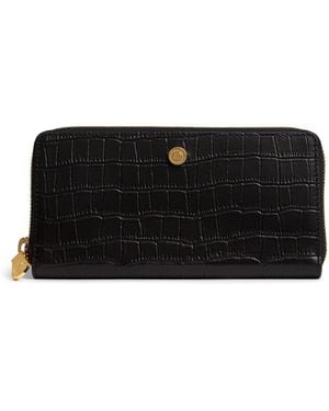 Harrods Croc-Embossed Leather Long Wallet - Black