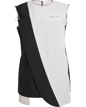 Late for Work Striped Two-Tone Deconstructed Mini Dress - Black