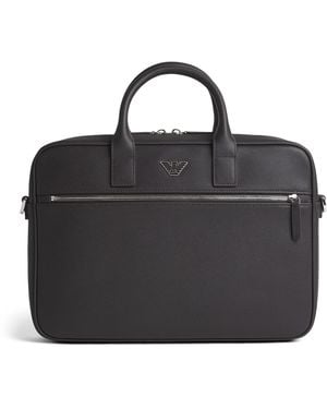 Emporio Armani Saffiano Leather Briefcase - Black