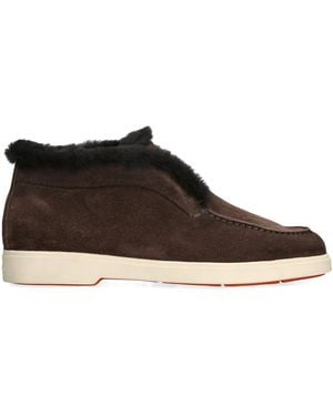 Santoni Suede Fortune Ankle Boots - Brown