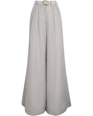 Zimmermann Cotton-Silk Hypnotic Wide-Leg Pants - Grey