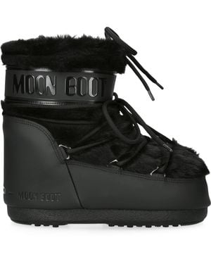 Moon Boot Faux Fur Icon Low Ankle Boots - Black
