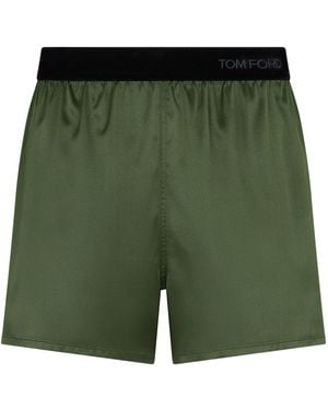 Tom Ford Silk Elasticated Shorts - Green