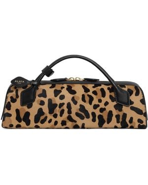 Alaïa Leather Leopard Print Le Teckel Clutch Bag - Brown