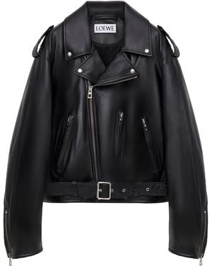 Loewe Quote Leather Biker Jacket - Black