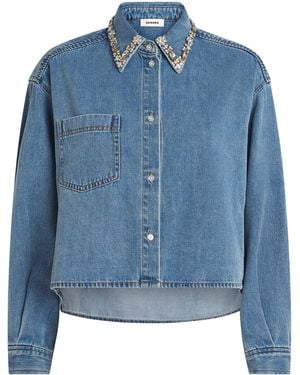 Sandro Denim Embellished Shirt - Blue