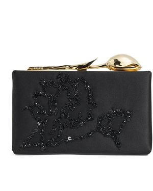 Erdem Embellished Bloom Clutch Bag - Black