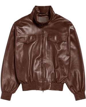 Balenciaga Leather Blouson Jacket - Brown