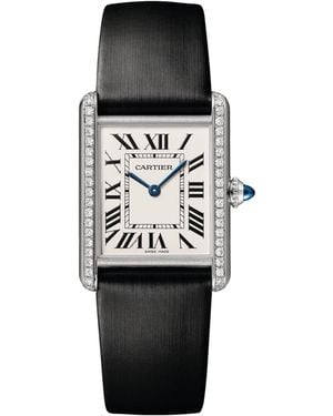 Cartier Stainless Steel And Diamond Tank Must Watch - Black