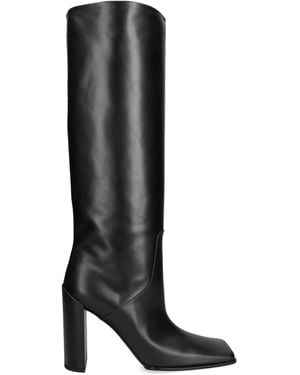 Alaïa Leather Square-Toe Knee-High Boots 90 - Black