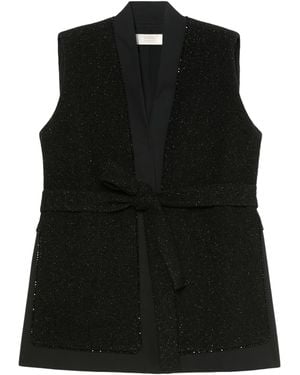 Marina Rinaldi Sparkling Tie-Belt Gilet - Black