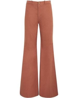 Chloé Cotton Canvas Flared Trousers - Brown