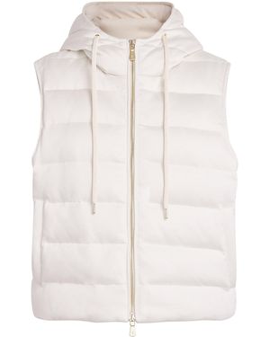 Eleventy Cotton-Blend Hooded Gilet - White