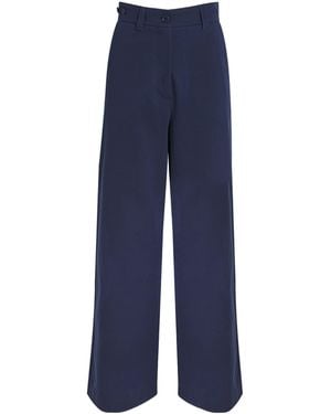 Weekend by Maxmara Cotton Wide-Leg Pants - Blue
