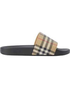 Burberry Rubber Check Slides - White