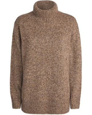 Soft Goat Cashmere-Silk Marled Jumper - Brown