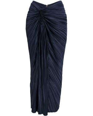Cult Gaia Plissé Satin Sonoma Midi Skirt - Blue
