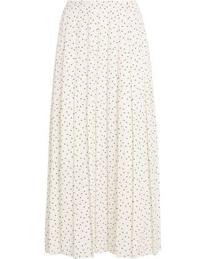 Theory Polka-Dot Pleated Midi Skirt - White