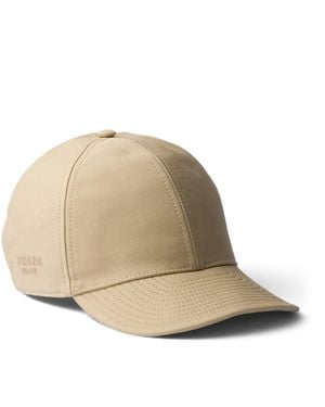 Prada Old Cotton Satin Baseball Cap - Natural