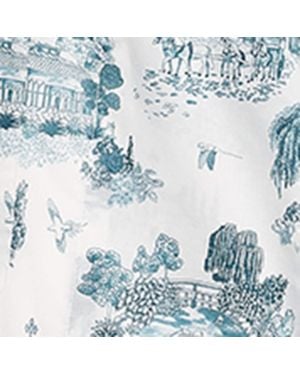 Derek Rose Cotton Print Ledbury Night Robe - Blue