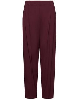 Marella Virgin Wool-Blend Tailored Trousers - Purple