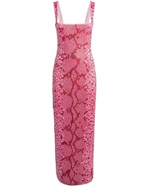 Clio Peppiatt Snake Medusa Midi Dress - Pink