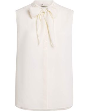 Tory Burch Sleeveless Bow Blouse - White