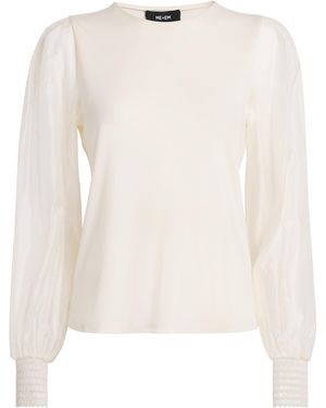 ME+EM Jersey Ballon-Sleeve Blouse - White