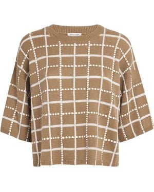 Lafayette 148 New York Cashmere-Linen-Blend Grid Jumper - Natural