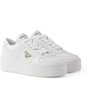 Prada Downtown Bold Leather Trainers - White