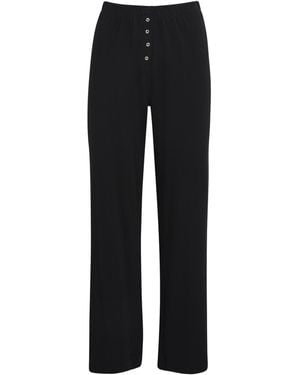 Leset Cotton Pointelle Lounge Trousers - Black