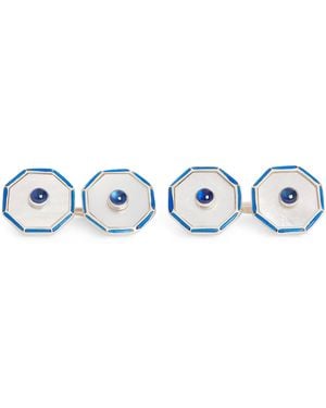 Deakin & Francis Sterling, Mother-Of-Pearl And Sapphire Cufflinks - Blue