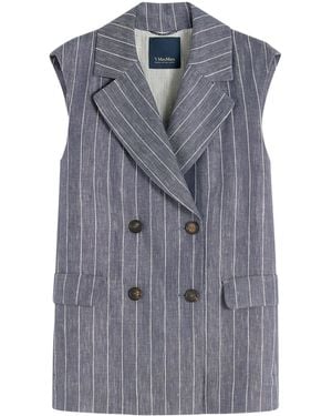 Max Mara Linen Pinstripe Gilet - Blue