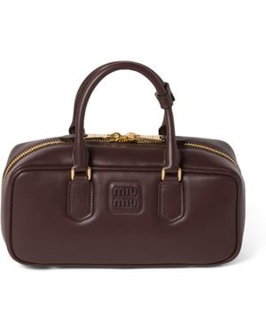 Miu Miu Small Leather Arcadie Top-Handle Bag - Brown