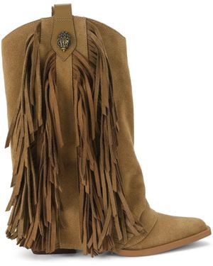 Kurt Geiger Suede Gaiter Fringe Cowboy Boots - Brown