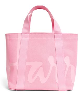 Harrods Small Cotton Logo Tote Bag - Pink