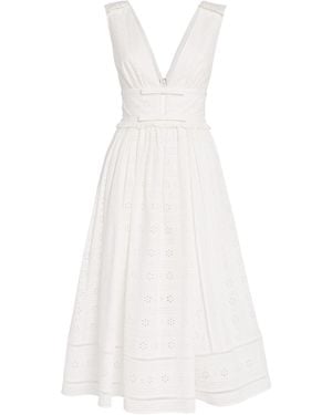 Self-Portrait Broderie Anglaise Bow Midi Dress - White