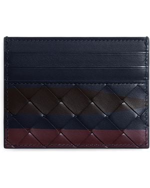 Bottega Veneta Leather Intrecciato Card Holder - Blue