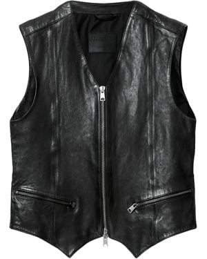 AllSaints Leather Davies Waistcoat - Black
