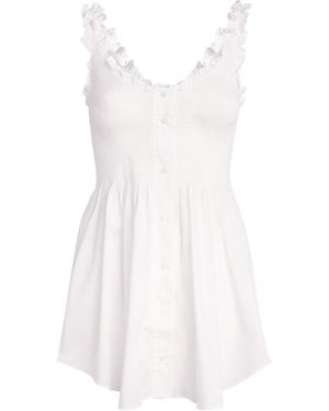 Skims Cotton-Blend Poplin Apparel Smocked Mini Dress - White