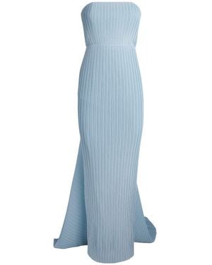 Solace London Pleated Harlee Strapless Gown - Blue