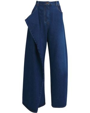 A.W.A.K.E. MODE Asymmetric Wrap-Detail Jeans - Blue