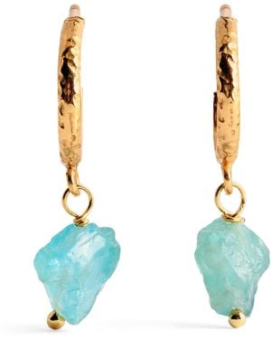 Hermina Athens Plated And Apatite Fystiki Hoop Earrings - Blue