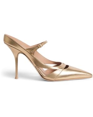 Malone Souliers Metallic Leather Patty Heeled Mules 90 - Natural
