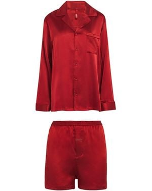 Skims Silk Oversized Short Pajama Set - Red