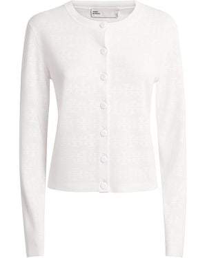 Tory Burch Pointelle-Knit Monogram Cardigan - White