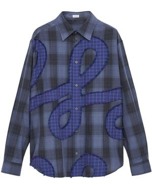 【Sale】 LOEWE Check Shirtsシャツ グラフィック ロエベ Loewe Checked Long-Sleeved Shirt in Gray for Men | Lyst