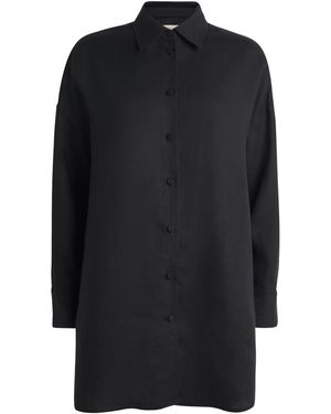 Agnona Linen Long-Sleeve Shirt - Black
