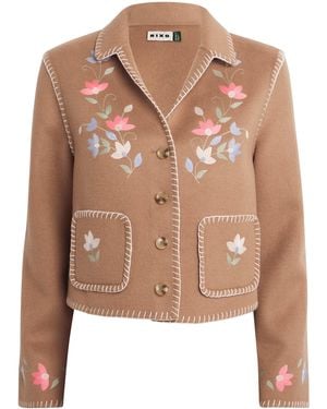 RIXO London Wool-Blend Sunday Embroidered Jacket - Brown