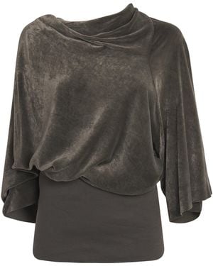 Rick Owens Velvet Cylinder Draped Top - Grey